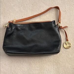 New leather Valentino Black Shoulder Bag. Two zip compartments. 4 int pockets.